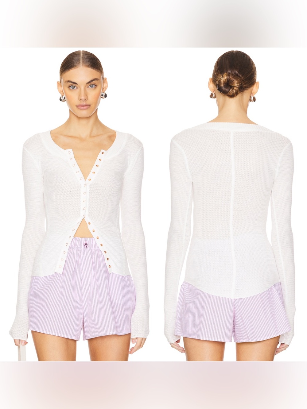 Intimately Free People Going Places Button Up Cardi Long Sleeve Top In Ivory